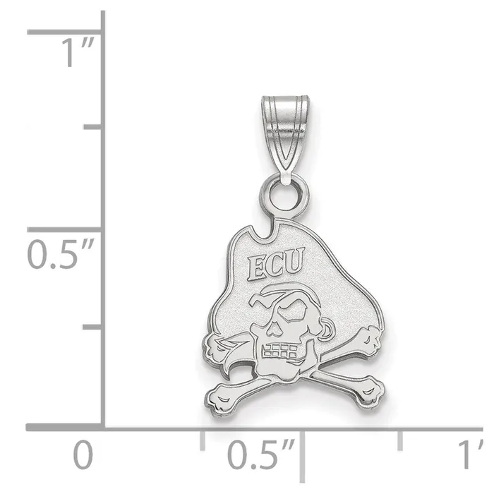 Necklaces TreasureFineJewelers Sterling Silver Rhodiumplated East Carolina University Pirate Small Pendant