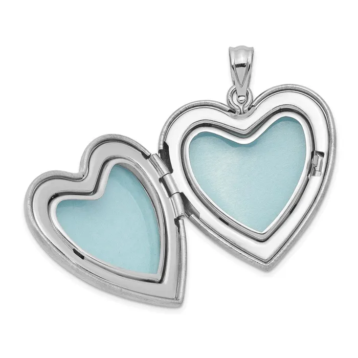 Necklaces TreasureFineJewelers Sterling Silver Rhodiumplated Enameled PolishedSatin Rose I Love You Heart Mom 18in Locket Daughter 14in Pendant Necklace Set
