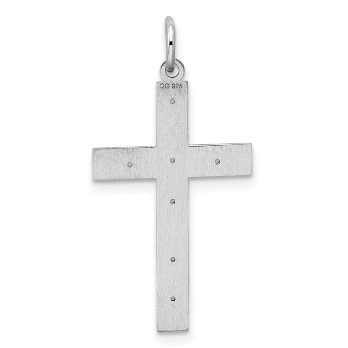 Necklaces TreasureFineJewelers Sterling Silver Rhodiumplated Laser Designed Cross Pendant