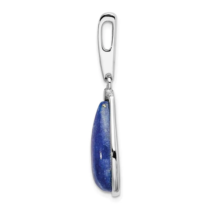 Necklaces TreasureFineJewelers Sterling Silver Rhodiumplated Natural Lapis Teardrop Pendant