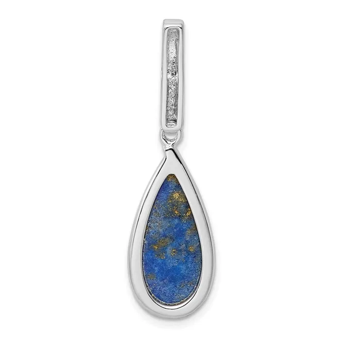 Necklaces TreasureFineJewelers Sterling Silver Rhodiumplated Natural Lapis Teardrop Pendant