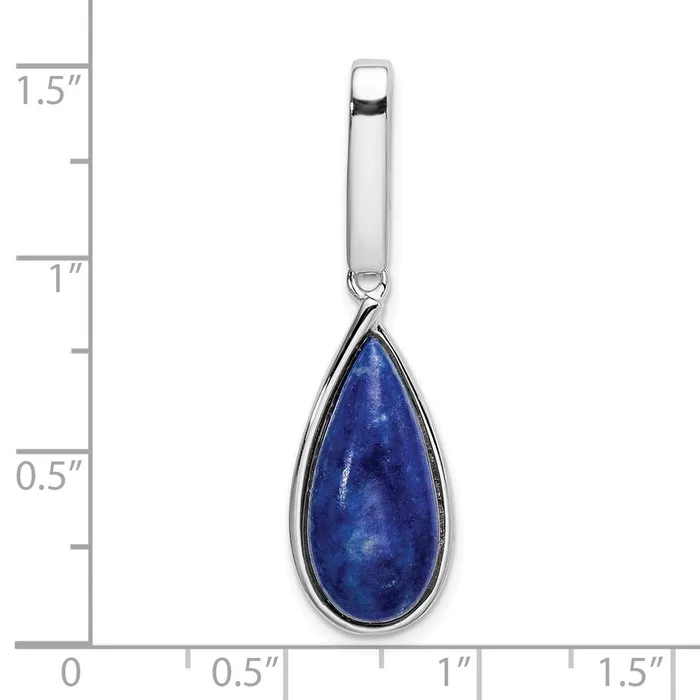 Necklaces TreasureFineJewelers Sterling Silver Rhodiumplated Natural Lapis Teardrop Pendant