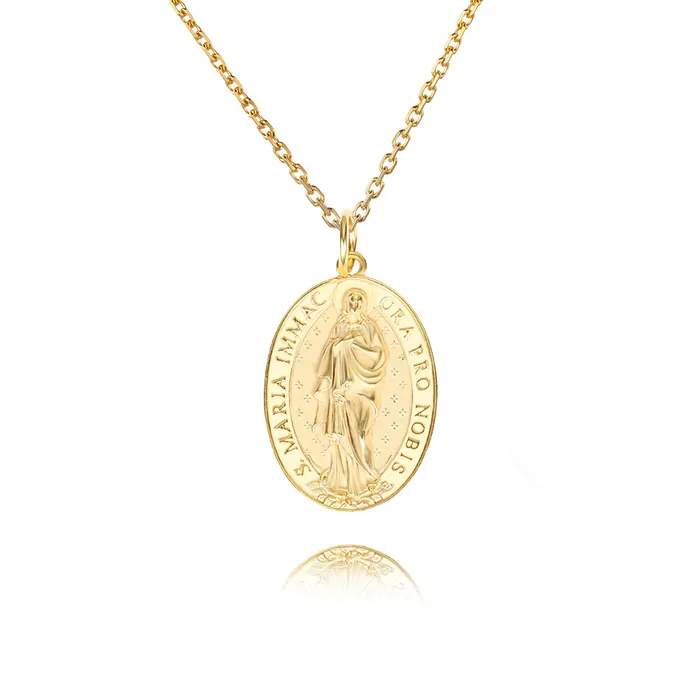 Necklaces Trendolla Jewelry Trendolla Virgin Mary Gold Virgencita Necklace