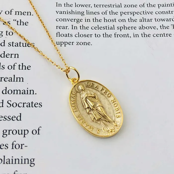 Necklaces Trendolla Jewelry Trendolla Virgin Mary Gold Virgencita Necklace