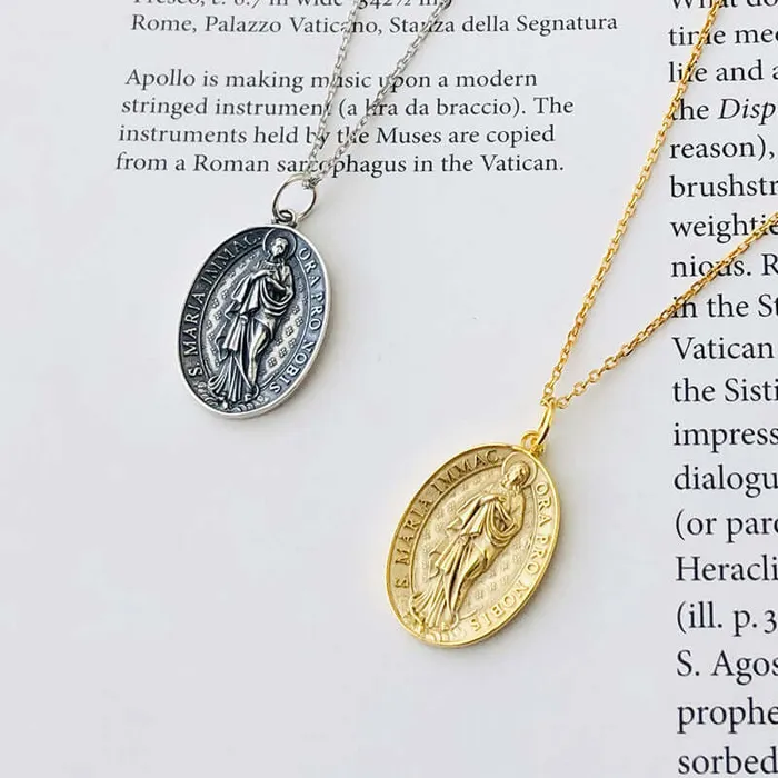 Necklaces Trendolla Jewelry Trendolla Virgin Mary Gold Virgencita Necklace