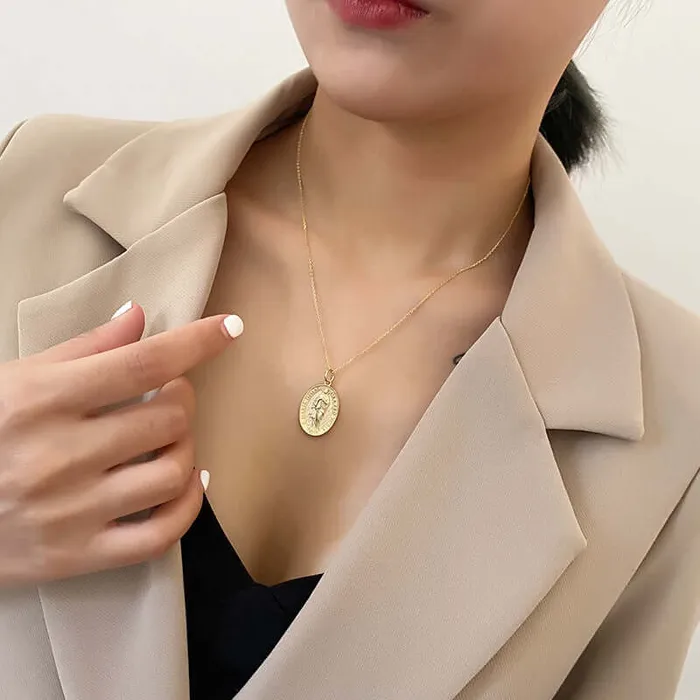 Necklaces Trendolla Jewelry Trendolla Virgin Mary Gold Virgencita Necklace