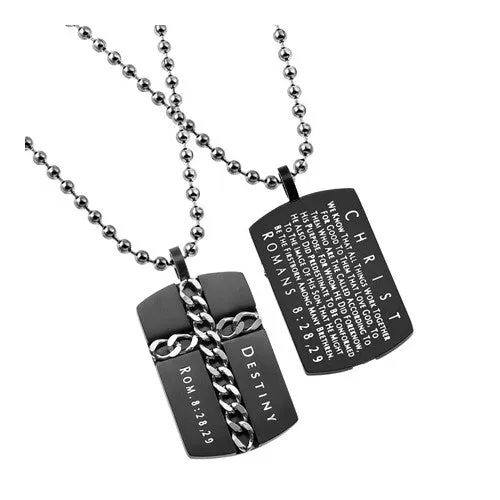 North Arrow Shop Christian Dog Tag Cross Necklace Romans 82829 DESTINY Steel Bead Chain Necklaces North Arrow Shop Christian Dog Tag Cross Necklace Romans 82829 DESTINY Steel Bead Chain Necklaces
