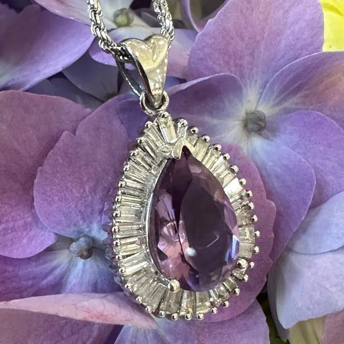ONeills Estate Jewelry 14 Karat White Gold Amethyst Diamond Necklace 23000503 Necklaces ONeills Estate Jewelry 14 Karat White Gold Amethyst Diamond Necklace 23000503 Necklaces