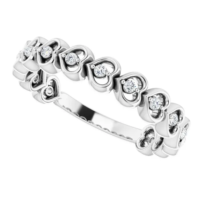 Rings TreasureFineJeweler Platinum 18 CTW Natural Diamond Accented Heart Anniversary Band