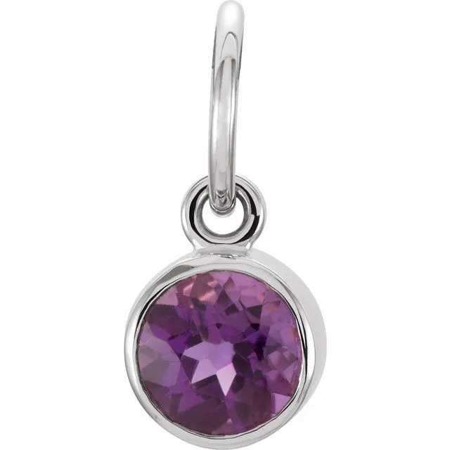 Rings TreasureFineJewelers Sterling Silver 4 mm Round Imitation Amethyst Birthstone Charm