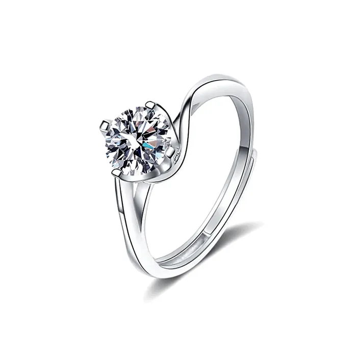 Rings Trendolla Jewelry 925 Sterling Silver Twisted Flower Moissanite Ring
