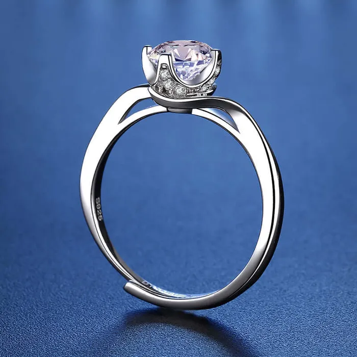Rings Trendolla Jewelry 925 Sterling Silver Twisted Flower Moissanite Ring