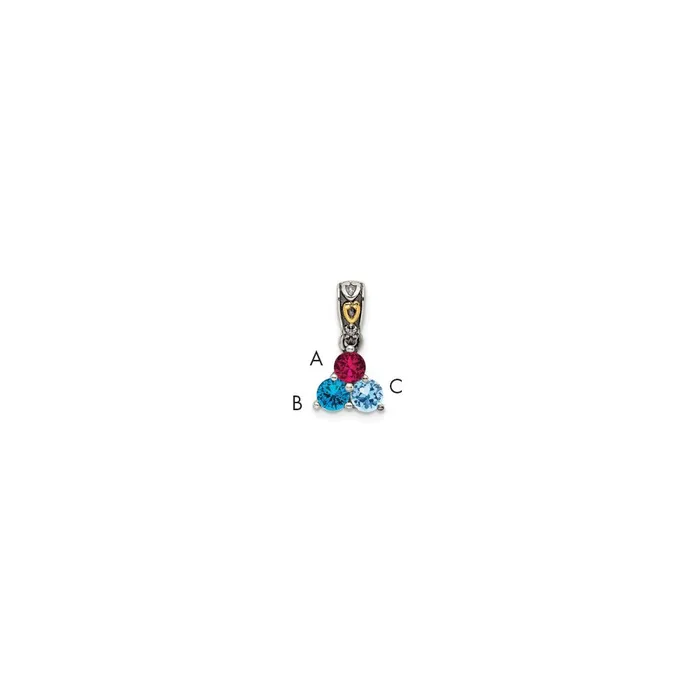 Sterling Silver 14k Threestone and Diamond Mothers Pendant SemiMount TreasureFineJewelers Necklaces Sterling Silver 14k Threestone and Diamond Mothers Pendant SemiMount TreasureFineJewelers Necklaces