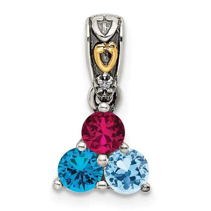 Sterling Silver 14k Threestone and Diamond Mothers Pendant SemiMount TreasureFineJewelers Necklaces