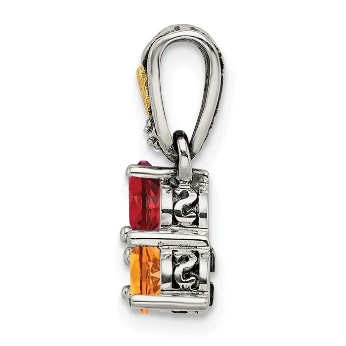 Sterling Silver 14k Threestone and Diamond Mothers Pendant SemiMount TreasureFineJewelers Necklaces