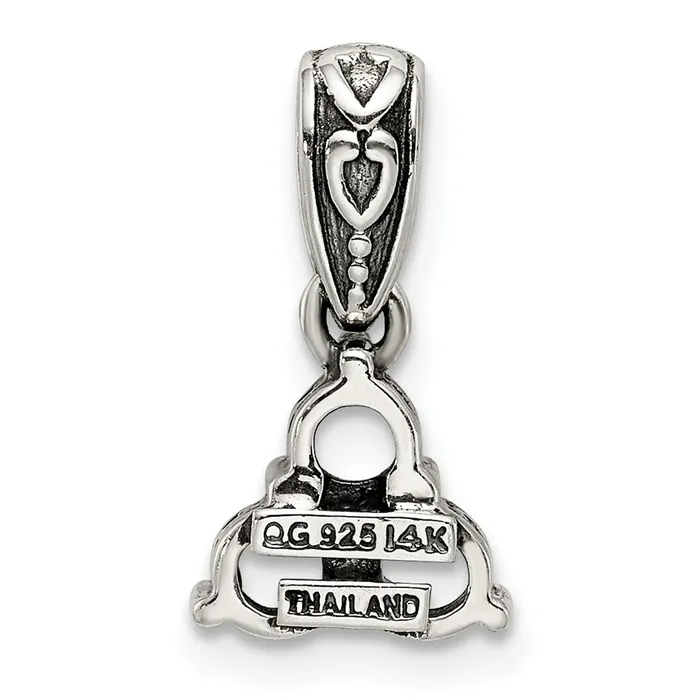 Sterling Silver 14k Threestone and Diamond Mothers Pendant SemiMount TreasureFineJewelers Necklaces
