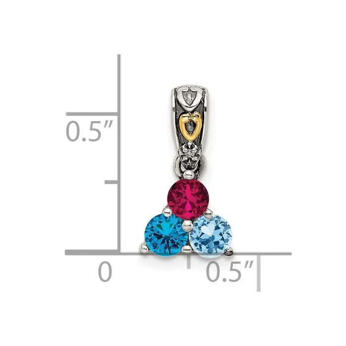 Sterling Silver 14k Threestone and Diamond Mothers Pendant SemiMount TreasureFineJewelers Necklaces