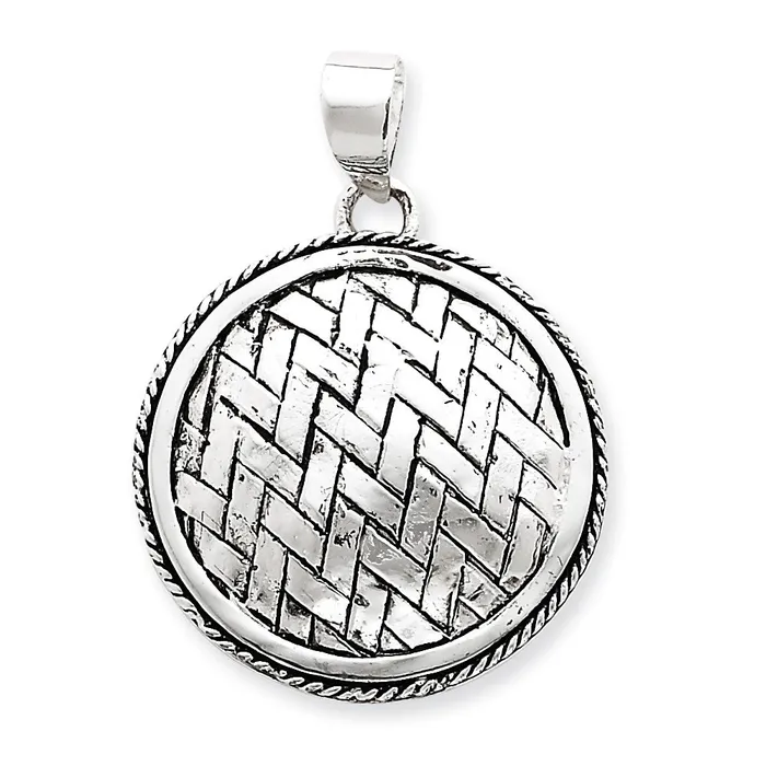 Sterling Silver Antiqued Circle Weave Pendant TreasureFineJewelers Necklaces Sterling Silver Antiqued Circle Weave Pendant TreasureFineJewelers Necklaces