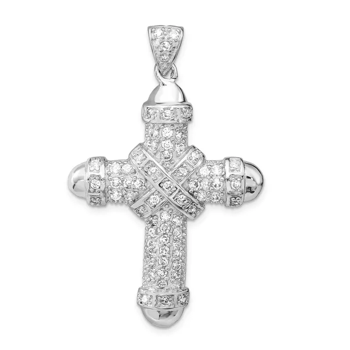 Sterling Silver CZ Cross Pendant TreasureFineJewelers Necklaces