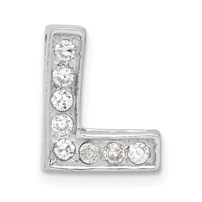 Sterling Silver CZ Initial L Charm TreasureFineJewelers Necklaces