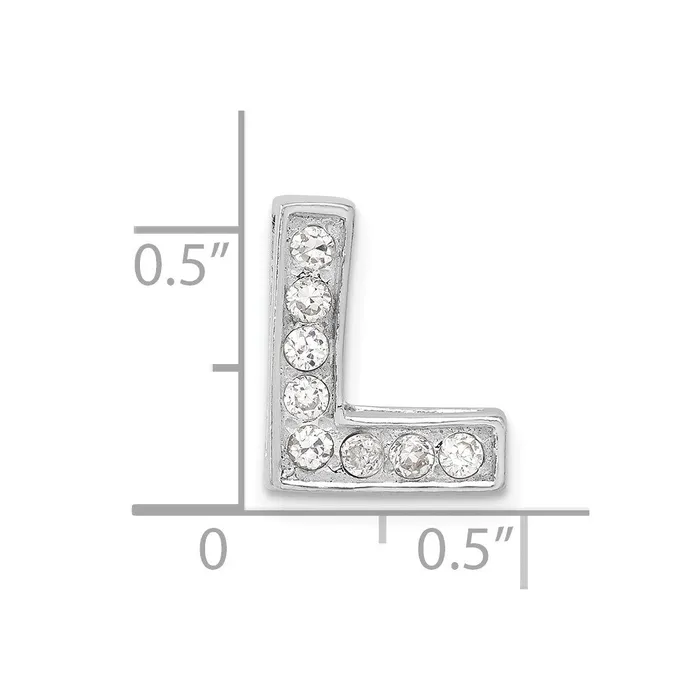 Sterling Silver CZ Initial L Charm TreasureFineJewelers Necklaces