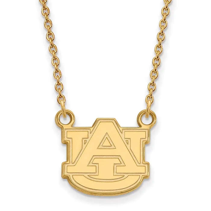 Sterling Silver Goldplated Auburn University Small Pendant 18 inch Necklace TreasureFineJewelers Necklaces Sterling Silver Goldplated Auburn University Small Pendant 18 inch Necklace TreasureFineJewelers Necklaces