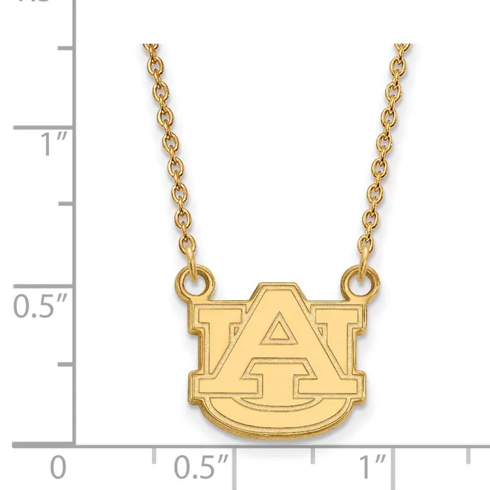 Sterling Silver Goldplated Auburn University Small Pendant 18 inch Necklace TreasureFineJewelers Necklaces