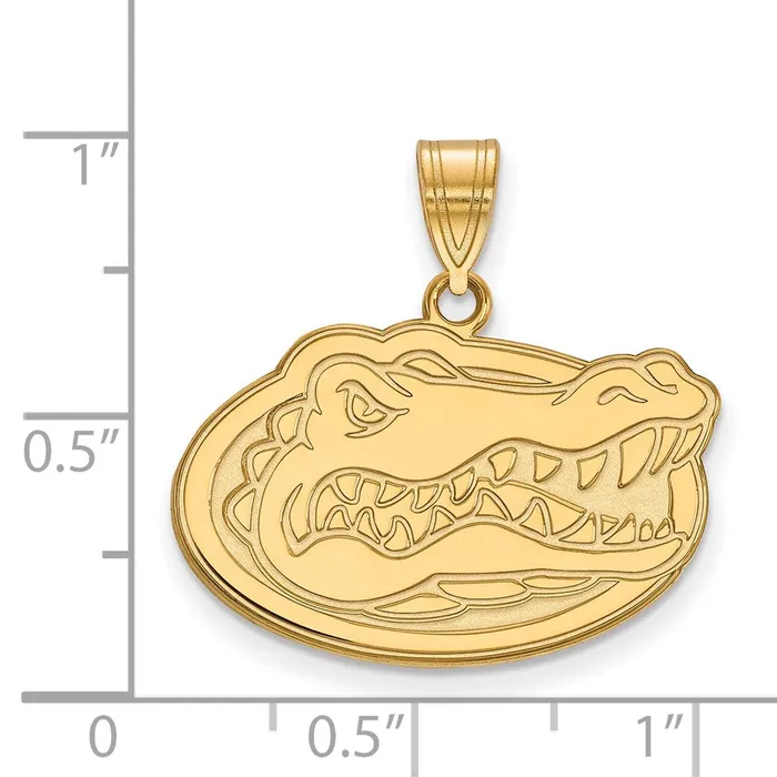 Sterling Silver Goldplated University of Florida Gator Medium Pendant TreasureFineJewelers Necklaces