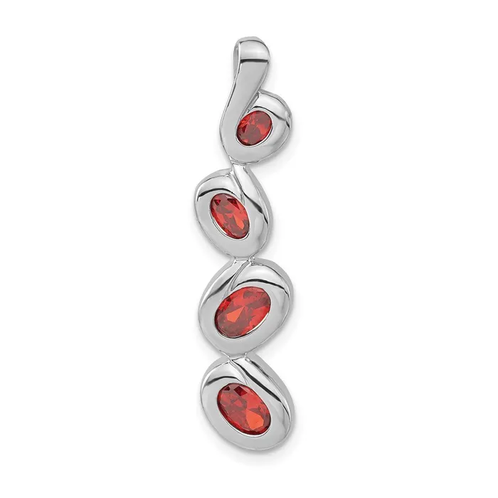 Sterling Silver Red CZ Pendant TreasureFineJewelers Necklaces