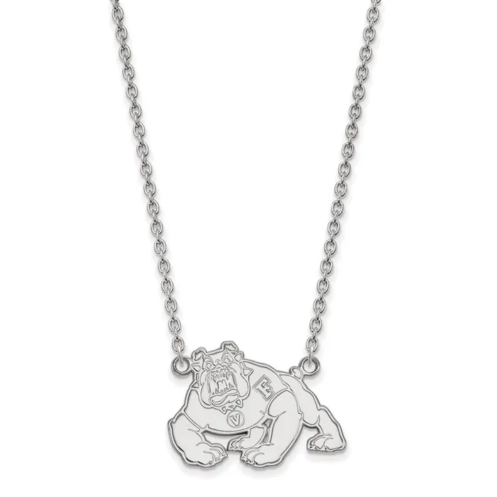 Sterling Silver Rhodiumplated California State University Fresno Bulldog Large Pendant 18 inch Necklace TreasureFineJewelers Necklaces Sterling Silver Rhodiumplated California State University Fresno Bulldog Large Pendant 18 inch Necklace TreasureFineJewelers Necklaces