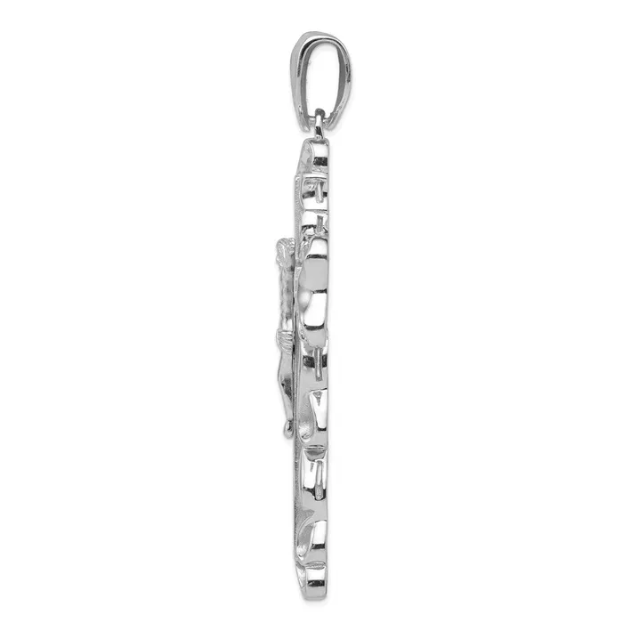 Sterling Silver Rhodiumplated CZ Crucifix Pendant TreasureFineJewelers Necklaces