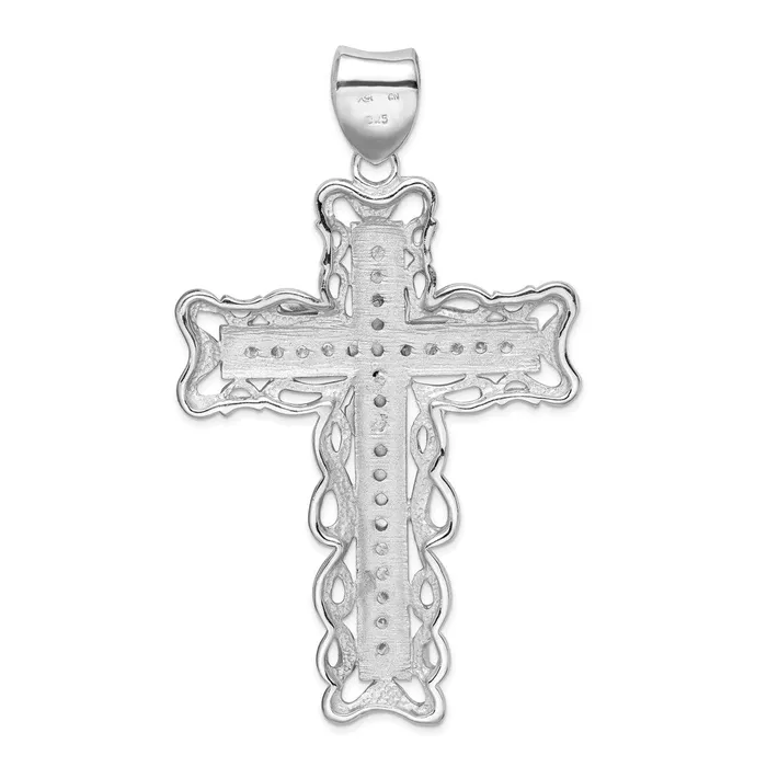 Sterling Silver Rhodiumplated CZ Crucifix Pendant TreasureFineJewelers Necklaces