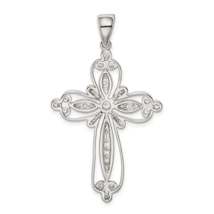Sterling Silver Rhodiumplated CZ Filigree Cross Pendant TreasureFineJewelers Necklaces