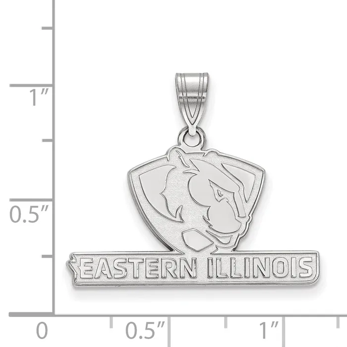 Sterling Silver Rhodiumplated Eastern Illinois University Medium Pendant TreasureFineJewelers Necklaces