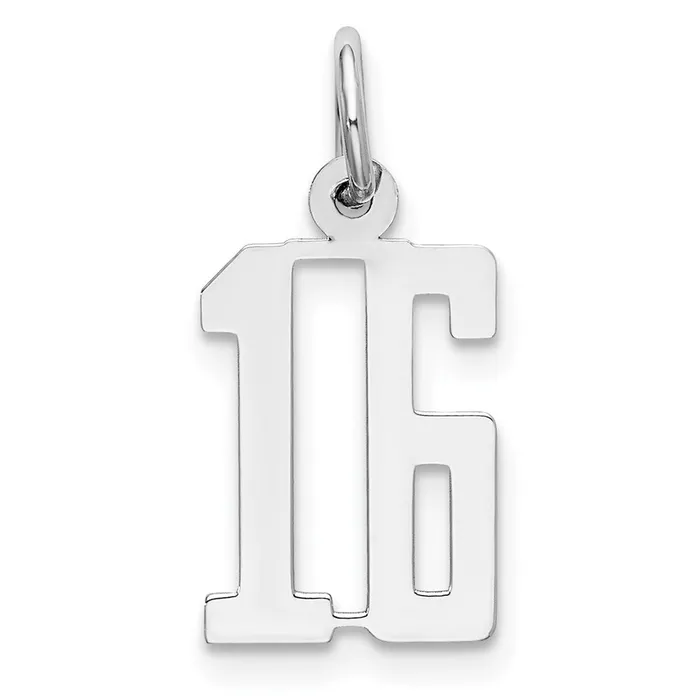 Sterling SilverRhodiumplated Elongated Number 16 Charm TreasureFineJewelers Rings Sterling SilverRhodiumplated Elongated Number 16 Charm TreasureFineJewelers Rings