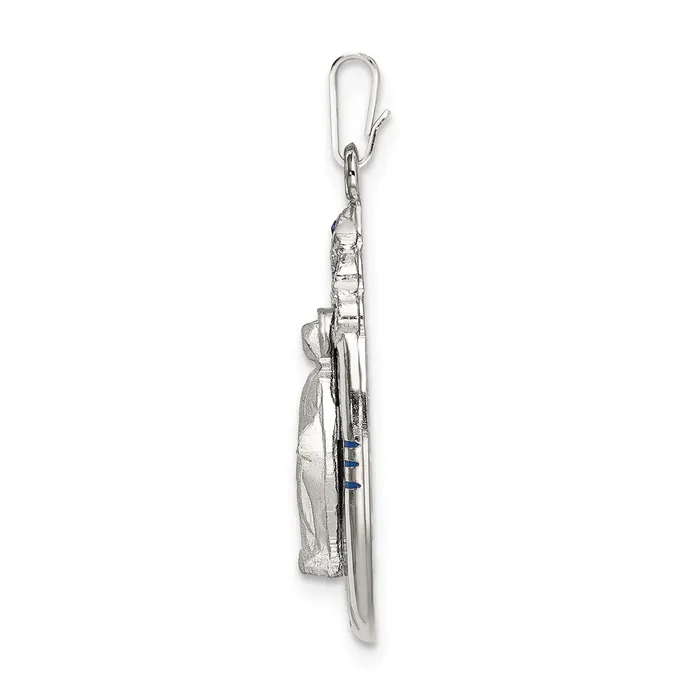 Sterling Silver Satin DC Epoxy Crystal Miraculous Medal Pendant TreasureFineJewelers Necklaces