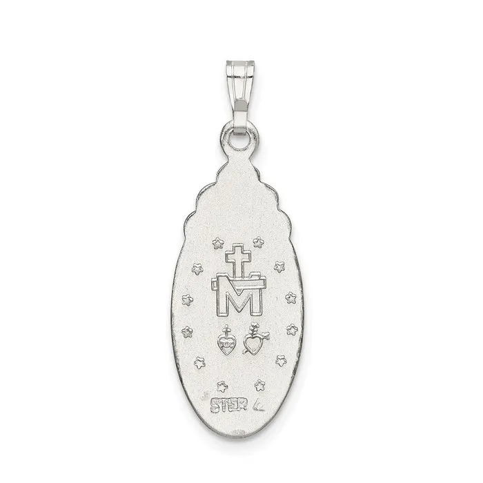 Sterling Silver Satin DC Epoxy Crystal Miraculous Medal Pendant TreasureFineJewelers Necklaces
