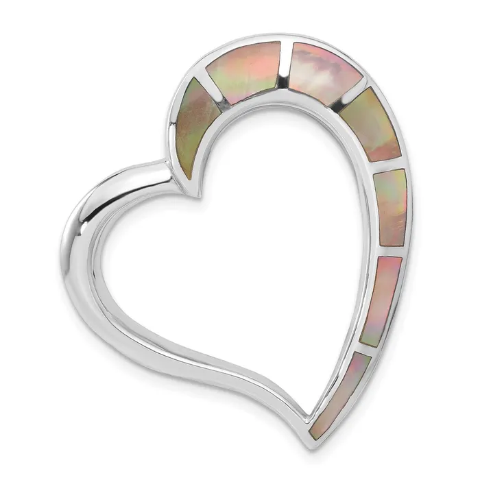 Sterling Silver Tan Shell Heart Slide Pendant TreasureFineJewelers Necklaces Sterling Silver Tan Shell Heart Slide Pendant TreasureFineJewelers Necklaces