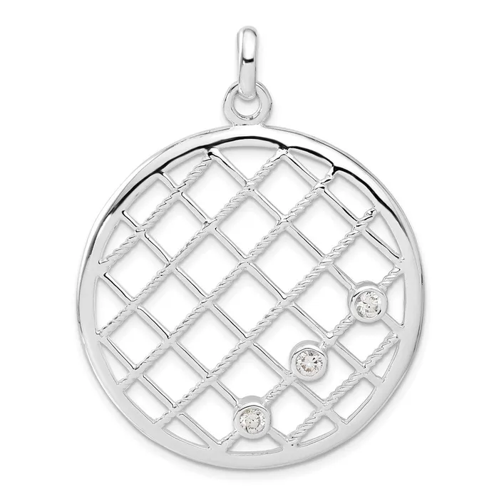 Sterling Silver White CZ Woven Circle Pendant TreasureFineJewelers Necklaces Sterling Silver White CZ Woven Circle Pendant TreasureFineJewelers Necklaces