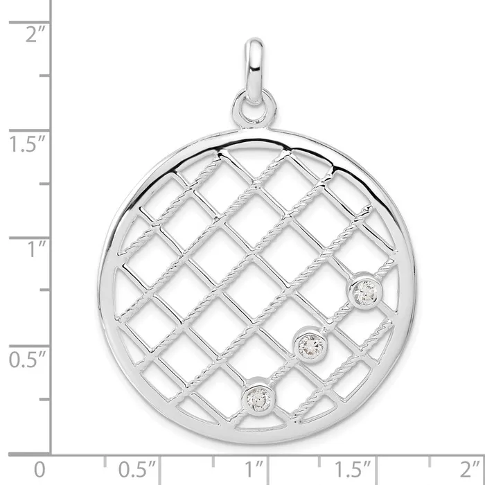 Sterling Silver White CZ Woven Circle Pendant TreasureFineJewelers Necklaces