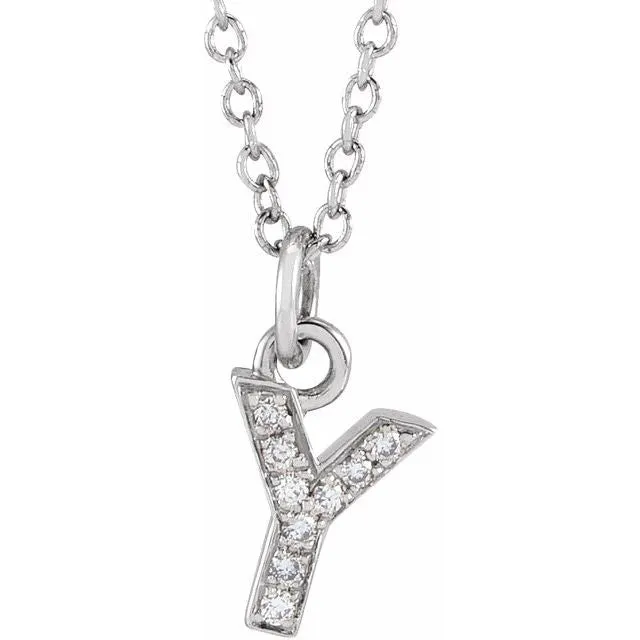 TreasureFineJewelers 14K White Gold 03 CTW Natural Diamond Petite Initial Y 1618 Necklace Necklaces TreasureFineJewelers 14K White Gold 03 CTW Natural Diamond Petite Initial Y 1618 Necklace Necklaces