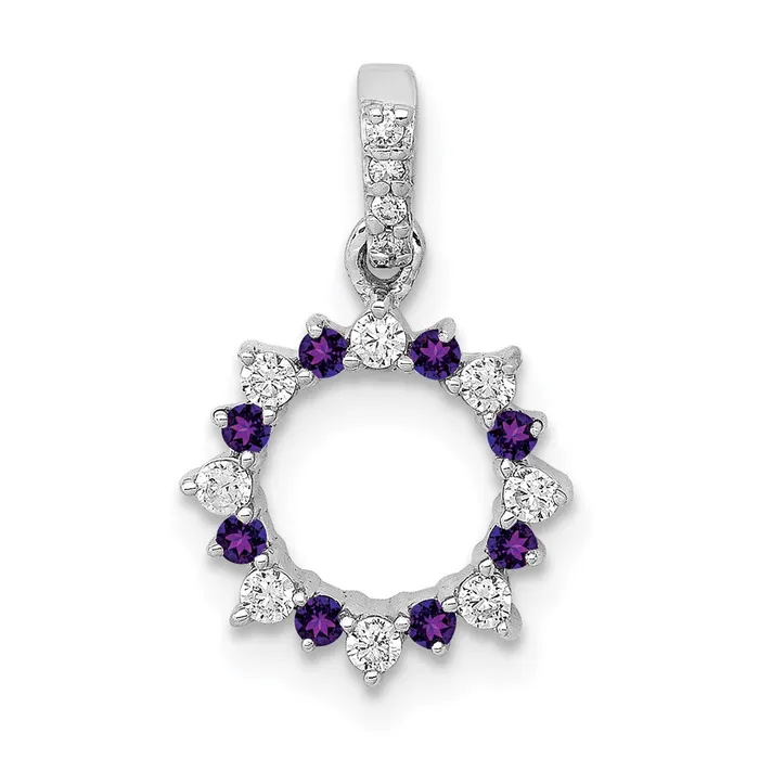 TreasureFineJewelers 14k White Gold Diamond and 08 Amethyst Fancy Circle Pendant Necklaces TreasureFineJewelers 14k White Gold Diamond and 08 Amethyst Fancy Circle Pendant Necklaces