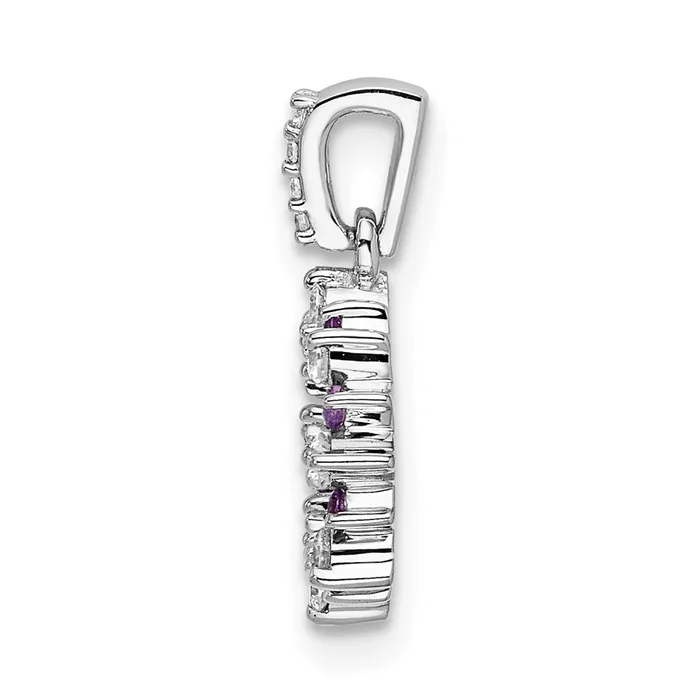 TreasureFineJewelers 14k White Gold Diamond and 08 Amethyst Fancy Circle Pendant Necklaces