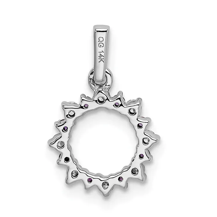 TreasureFineJewelers 14k White Gold Diamond and 08 Amethyst Fancy Circle Pendant Necklaces
