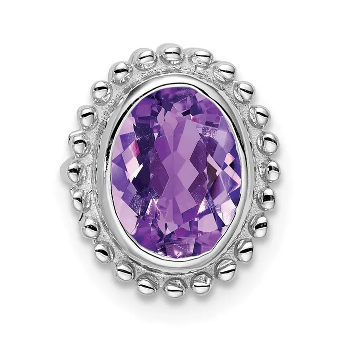 TreasureFineJewelers 14k White Gold Oval Amethyst Chain Slide Necklaces