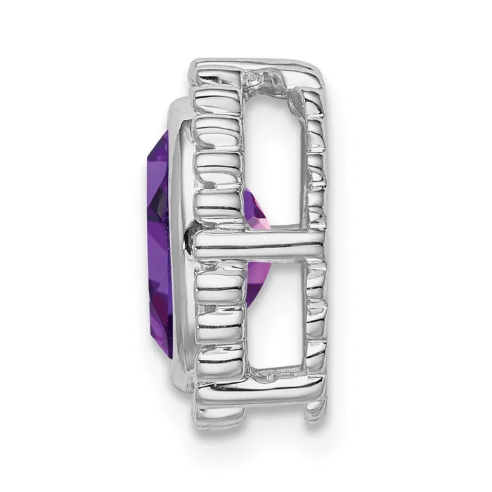 TreasureFineJewelers 14k White Gold Oval Amethyst Chain Slide Necklaces
