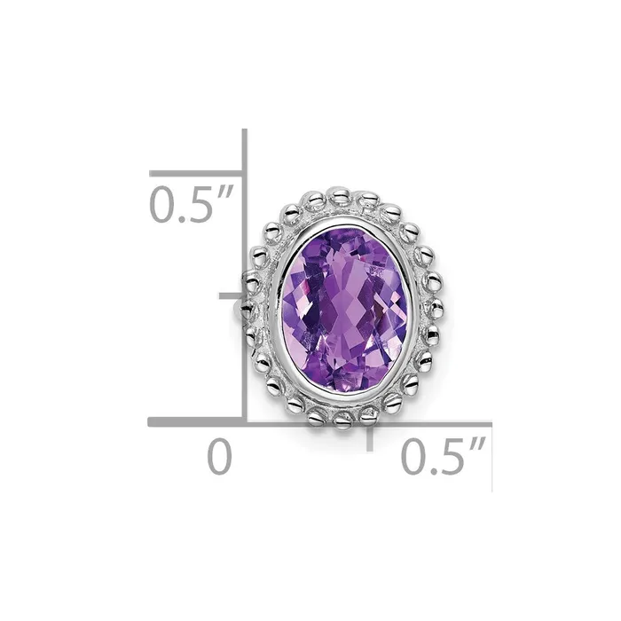 TreasureFineJewelers 14k White Gold Oval Amethyst Chain Slide Necklaces