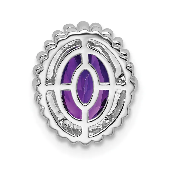 TreasureFineJewelers 14k White Gold Oval Amethyst Chain Slide Necklaces