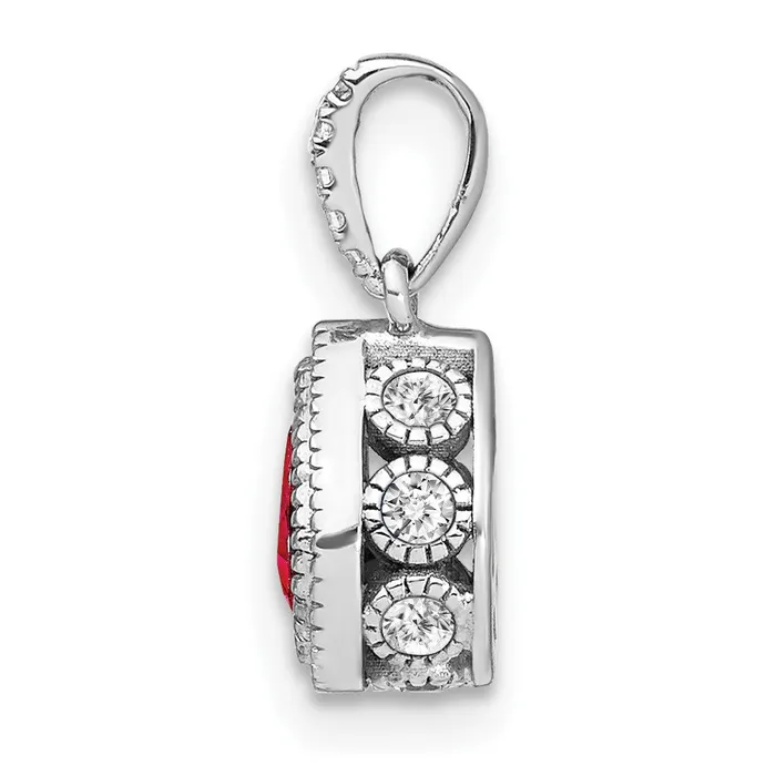 TreasureFineJewelers 14k White Gold Pear Ruby and Diamond Pendant Necklaces