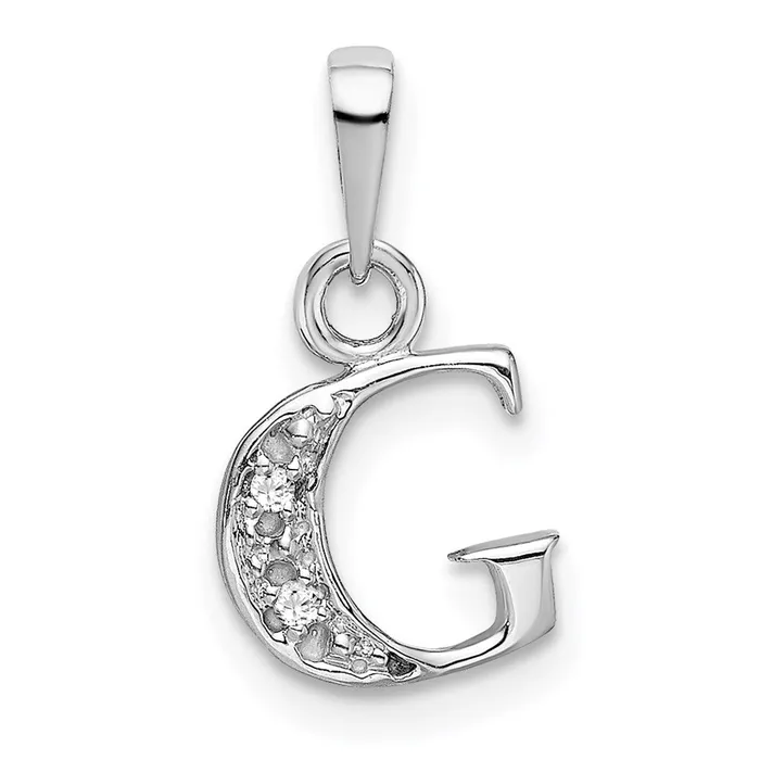 TreasureFineJewelers 14k White Gold Rhodiumplated Diamond Letter G Initial Pendant Necklaces TreasureFineJewelers 14k White Gold Rhodiumplated Diamond Letter G Initial Pendant Necklaces